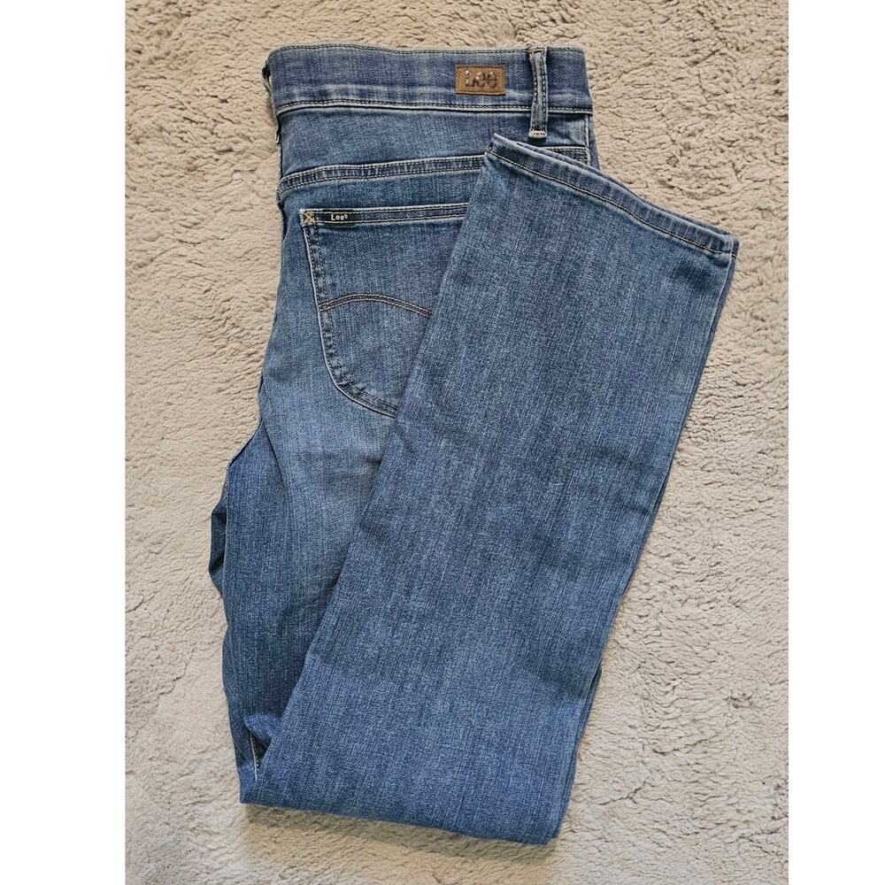 Lee Mid Rise Straight Leg Regular Fit Jeans Blue Denim Womens Size 18 Regular